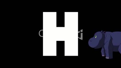 Letter H and Hippo on foreground