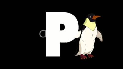 Letter P and Penguin on background