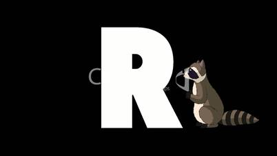 Letter R and Raccoon on foreground