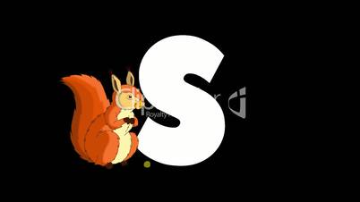 Letter S and Squirrel on foreground