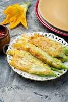 Stuffed zucchini flowers