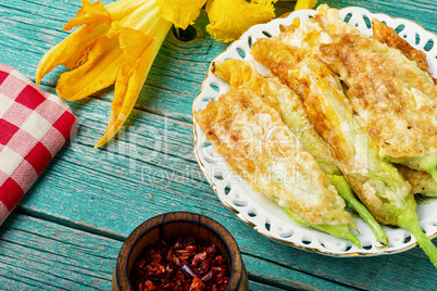 Roasted zucchini flowers