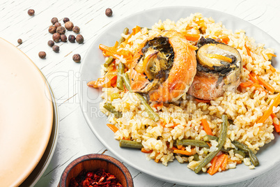 Delicious rice with seafood