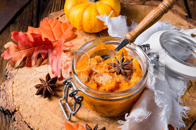 an autumnal rustic Canned Pumpkin,