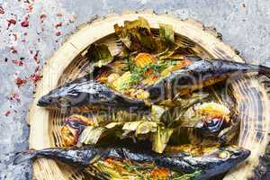 Baked fish with pumpkin filling