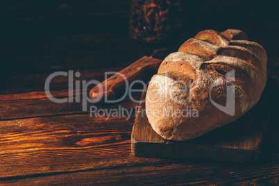 Rye bread with knife.