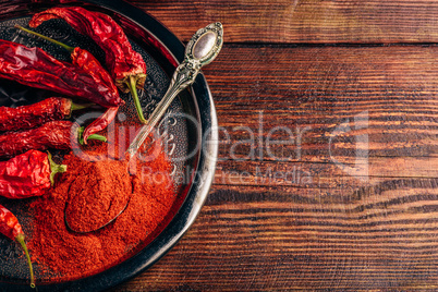 Spoonful of chili pepper powder