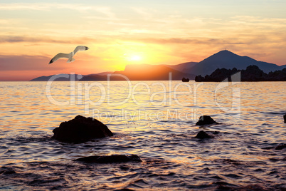 Sunset in adriatic sea