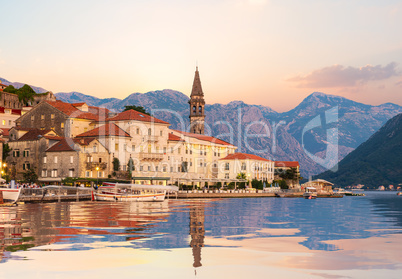 Perast at sunset