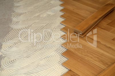 Construction in a renovated room installation of parquet