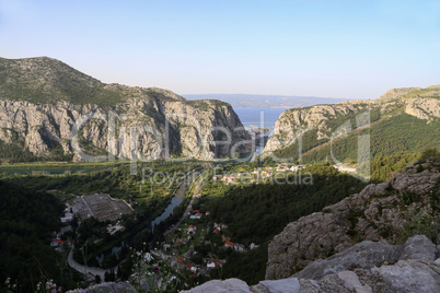 Cetina river canyon and mouth in Omis
