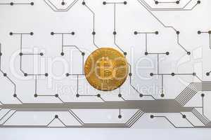 Cryptocurrency Bitcoin GPU Mining system. Virtual Digital money.