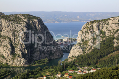 Cetina river canyon and mouth in Omis