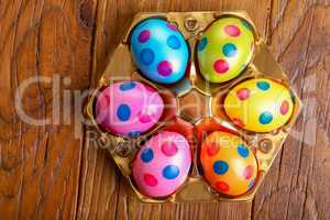 Easter traditions. Compositions with painted Easter eggs