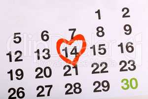 Valentines day. On the calendar marked Valentines day.