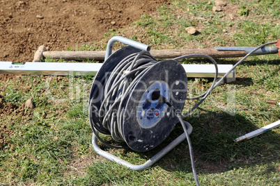 Electrical power extension cable reel at the repairs site