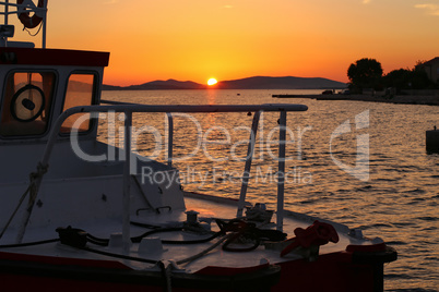 Beautiful sunset on the Adriatic Sea in Croatia