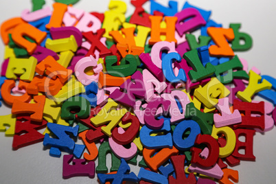 Set of coloured plastic letters and numbers