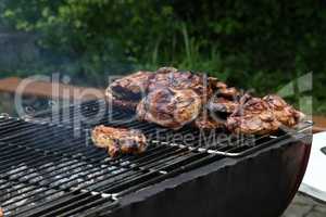 Grilled meat on the grill, close up