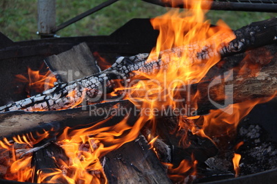 Bonfire in the open air