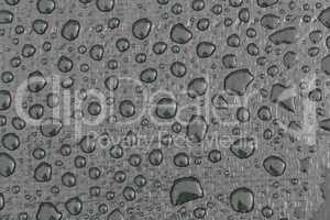 Large drops of water on plastic film after rain