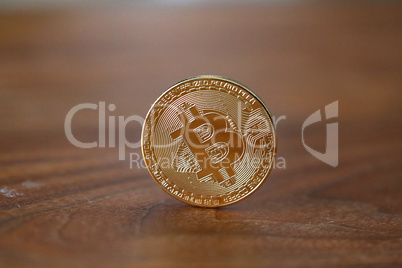 Bitcoin. Physical bit coin. Digital currency. Cryptocurrency.