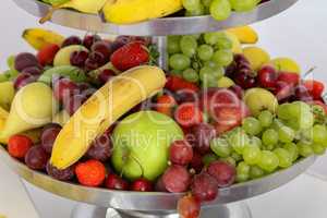 Assorted fresh fruits are on the table