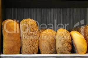 Fresh bread. Fresh bread on display in storefront.
