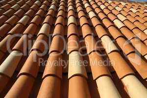 Red tile roof. Roof tiles on the roof