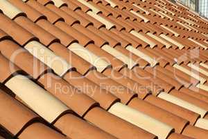 Red tile roof. Roof tiles on the roof