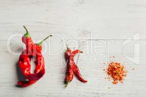 Fresh, dried and crushed chili pepper