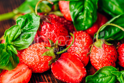 Strawberry and Basil Background.