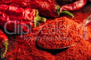Spoonful of ground red chili pepper