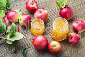 Apple jam and fresh fruits