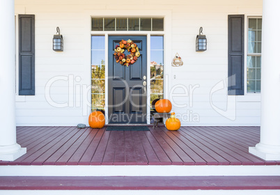 Fall Decoration Adorns Beautiful Entry Way To Home