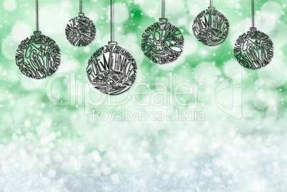 Christmas Tree Ball Ornament, Copy Space, Green Background