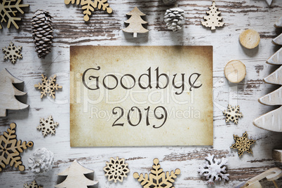 Rustic Christmas Decoration, Paper, English Text Goodbye 2019