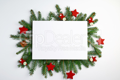 congratulatory Christmas background with an empty white sheet an