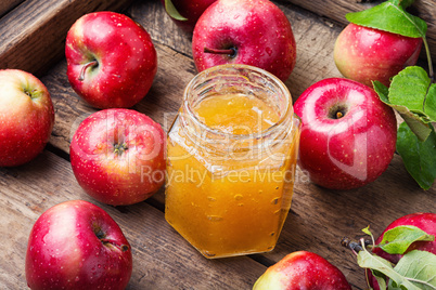 Apple jam and fresh fruits