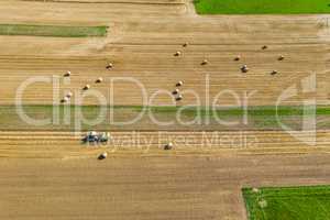 farm work on a field from above