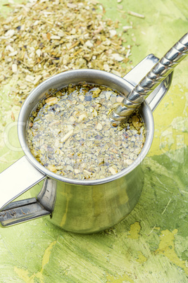 Yerba mate tea in a calabash gourd