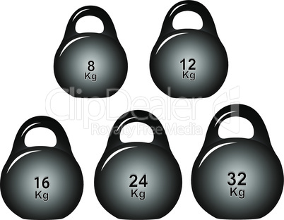 A set of weights of different masses