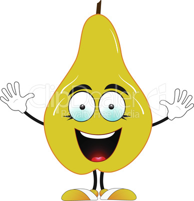 Smiling yellow pear