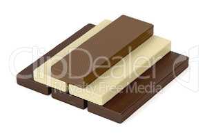 Chocolate wafers on white
