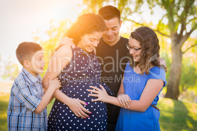 Hispanic Pregnant Family Portrait Outdoors