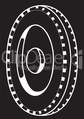 Wheel silhouette on a black background