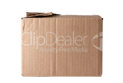 closed brown rectangular box of cardboard on a white background