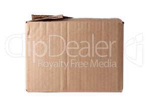 closed brown rectangular box of cardboard on a white background