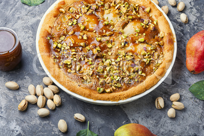 Autumn pie with pear