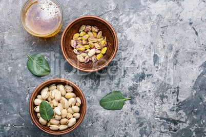 Pistachio nuts in a bowl